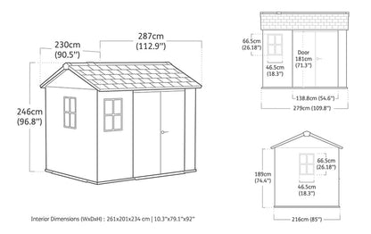 Keter Newton Plus Shed 7.5x9 (2.3 x 2.9m)