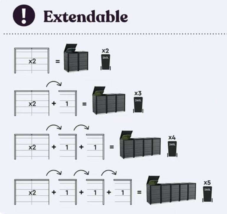 Keter Hideaway - 3 Bin (Grey)