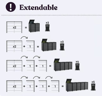 Keter Hideaway - 4 Bin (Grey)