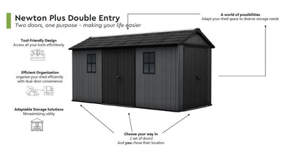 Keter Newton Plus Double Door Shed 7.5x11 (2.3 x 3.4m)